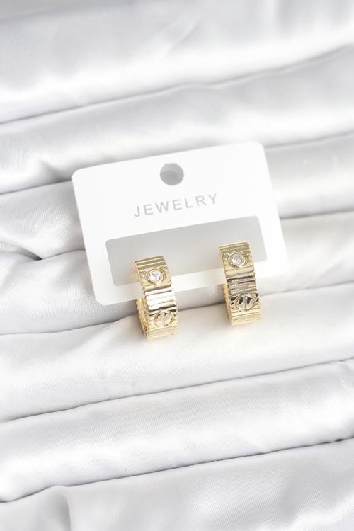 YRTCL Pirinç Gold Renk Zirkon Taşlı Halka Kadın Küpe