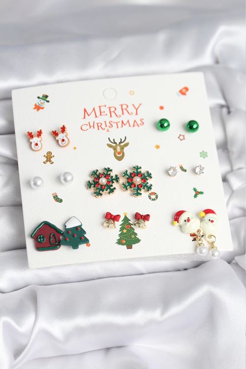 YRTCL Yılbaşı Temalı 8 Çift Küpe Seti