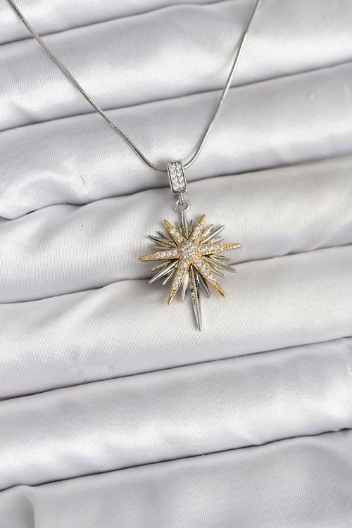 YRTCL 316L Çelik Zincir Gümüş Renk Kutup Yıldızı Model Kadın Kolye