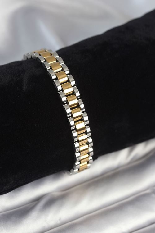 YRTCL 316L Çelik Gold ve Gümüş Renk 9 mm Kalınlık Erkek Bileklik