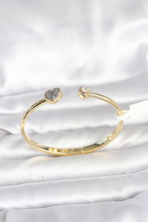 YRTCL Pirinç Gold Renk Kalpli Model Kadın Kelepçe Bileklik