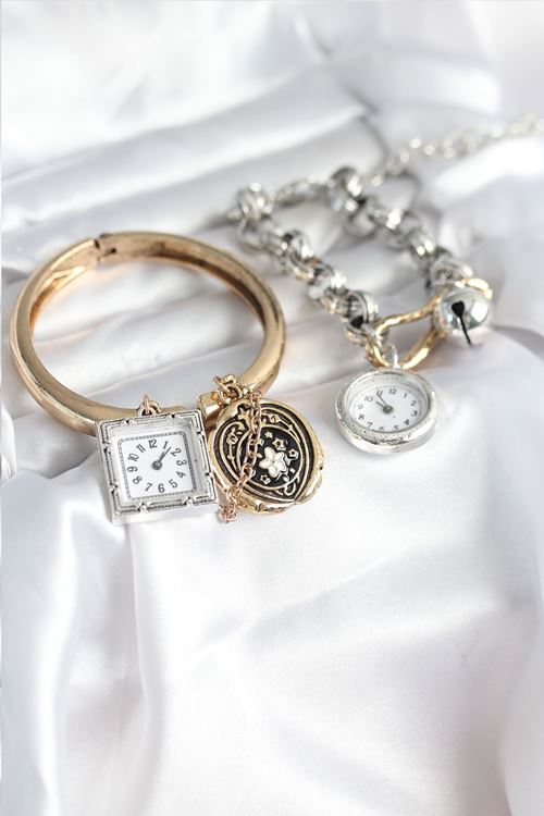 YRTCL Gold ve Gümüş Renk Bileklik Kombini