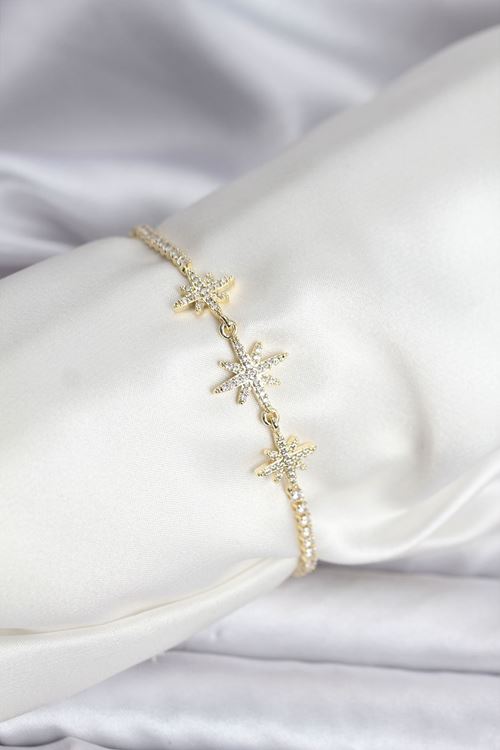 YRTCL Kutup Yıldızı Model Zirkon Taşlı Gold Renk Su Yolu Kadın Bileklik