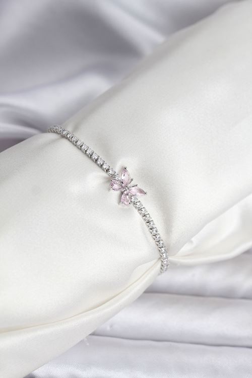 YRTCL Kelebek Model Zirkon Taşlı Gümüş Renk Pirinç Su Yolu Kadın Bileklik