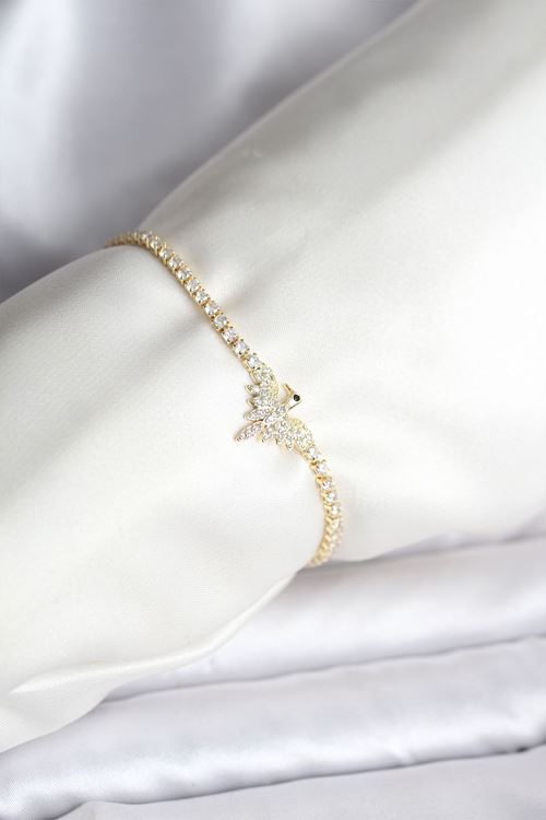 YRTCL Anka Kuşu Model Zirkon Taşlı Gold Renk Pirinç Su Yolu Kadın Bileklik
