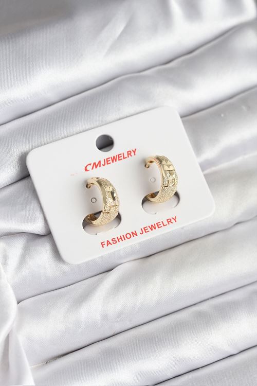 YRTCL 14K Gold Renk Kaplama Lazer Halka CM Kadın Küpe