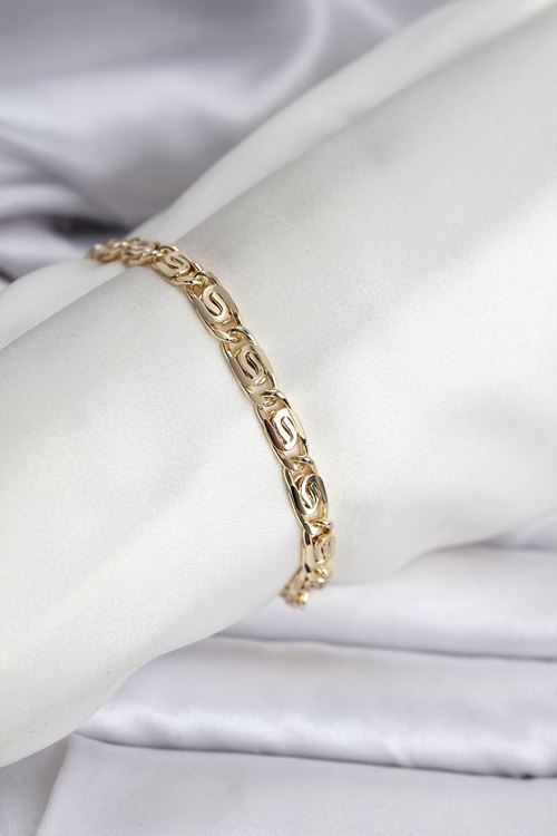 YRTCL 14K Gold Renk Kaplama Zincir Model CM Kadın Bileklik