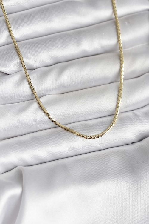 YRTCL 14K Gold Renk Kaplama Ezme Zincir Model CM Kadın Kolye