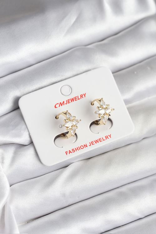 YRTCL 14K Gold Renk Kaplama Kutup Yıldız Zirkon Taşlı CM Kadın Küpe