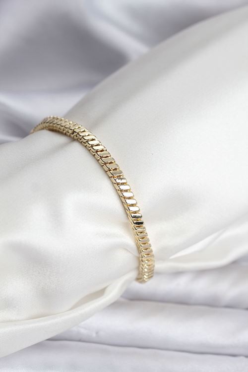 YRTCL 14K Gold Renk Kaplama Kare Zincir Model CM Kadın Bileklik