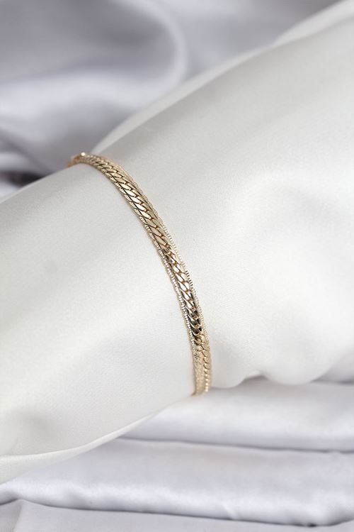 YRTCL 14K Gold Renk Kaplama Lazer Ezme Zincir Model CM Kadın Bileklik