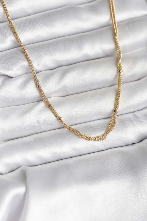 YRTCL 14K Gold Renk Kaplama Topçuk Zincirli Model CM Kadın Kolye