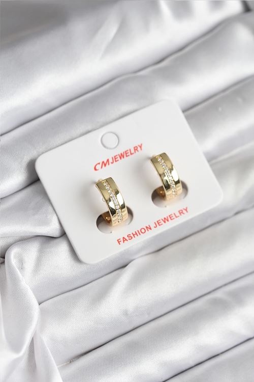 YRTCL 14K Gold Renk Kaplama Zirkon Taşlı Halka Model CM Kadın Küpe