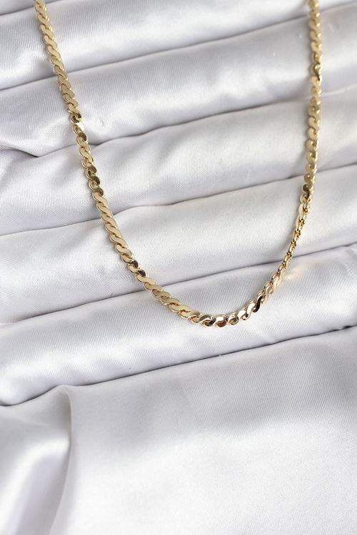 YRTCL 14K Gold Renk Kaplama Ezme Yılan Zincir Model CM Kadın Kolye