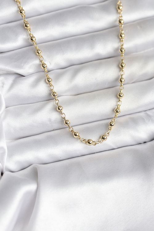 YRTCL 14K Gold Renk Kaplama Topçuklu Zincir Model CM Kadın Kolye