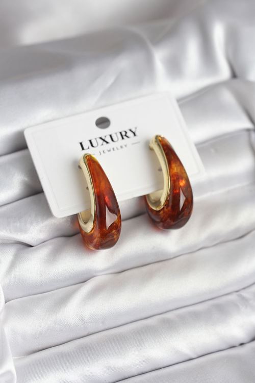 YRTCL Pirinç Gold Renk Kahverengi Vintage Kadın Küpe