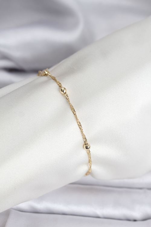 YRTCL 14K Gold Renk Kaplama Topçuklu Model CM Kadın Bileklik