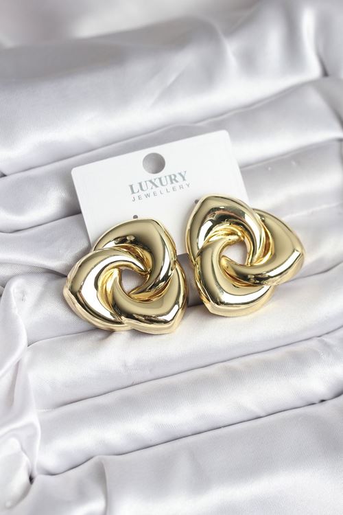 YRTCL Pirinç Gold Renk Geometrik Vintage Kadın Küpe