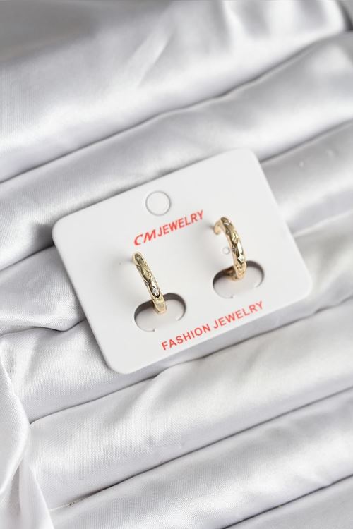 YRTCL 14K Gold Renk Kaplama Zirkon Taşlı Halka Model CM Kadın Küpe