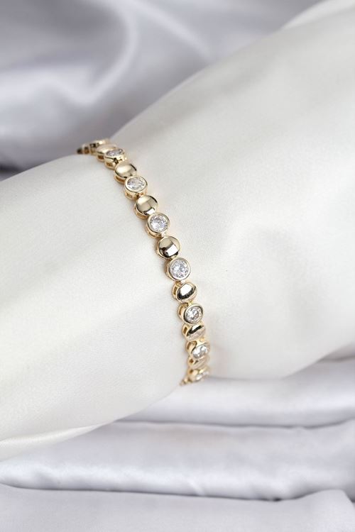YRTCL 14K Gold Renk Kaplama Zirkon Taşlı CM Kadın Bileklik