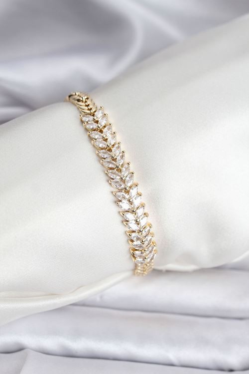 YRTCL 14K Gold Renk Kaplama Başak Model Zirkon Taşlı CM Kadın Bileklik