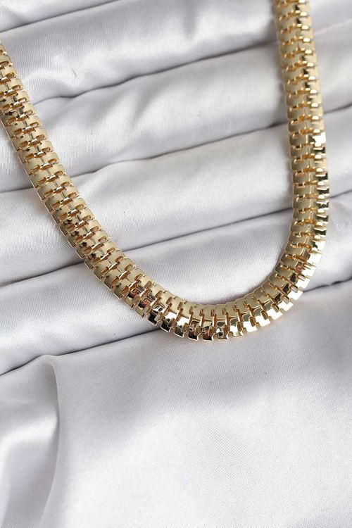 YRTCL 14K Gold Renk Kaplama Zincir Modelli CM Kadın Kolye