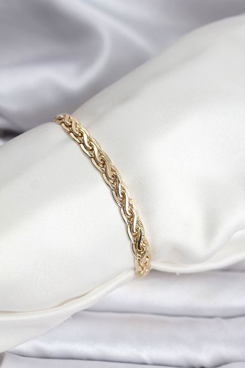 YRTCL 14K Gold Renk Kaplama Lazer Zincir Model CM Kadın Bileklik