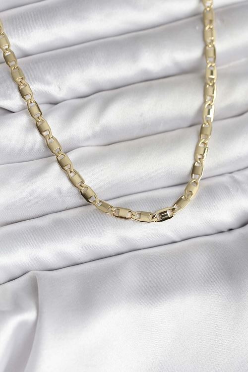 YRTCL 14K Gold Renk Kaplama Plaka Ezme Model Zincirli CM Kadın Kolye