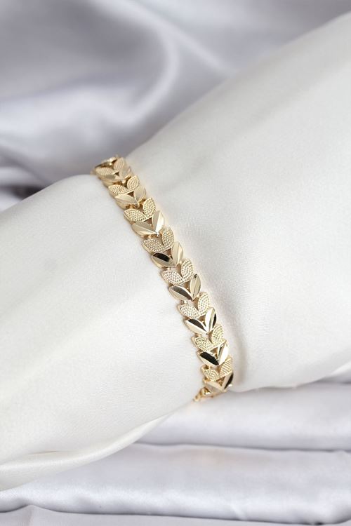 YRTCL 14K Gold Renk Kaplama Başak Model CM Kadın Bileklik