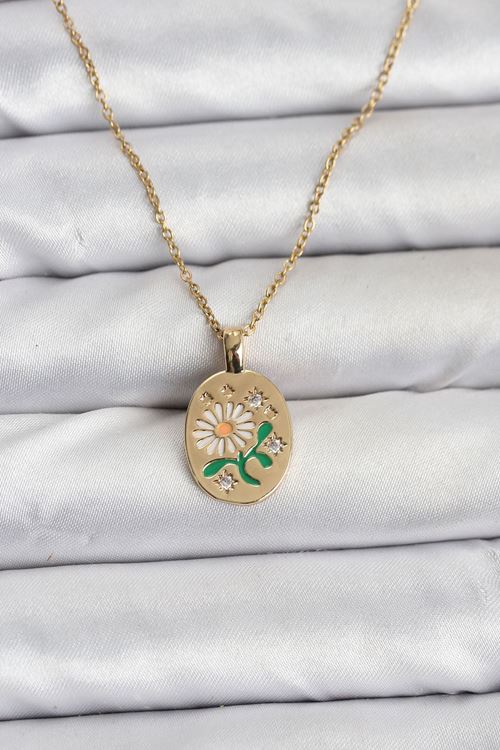 YRTCL 316L Çelik Zincir Papatya Figürlü Kadın Kolye