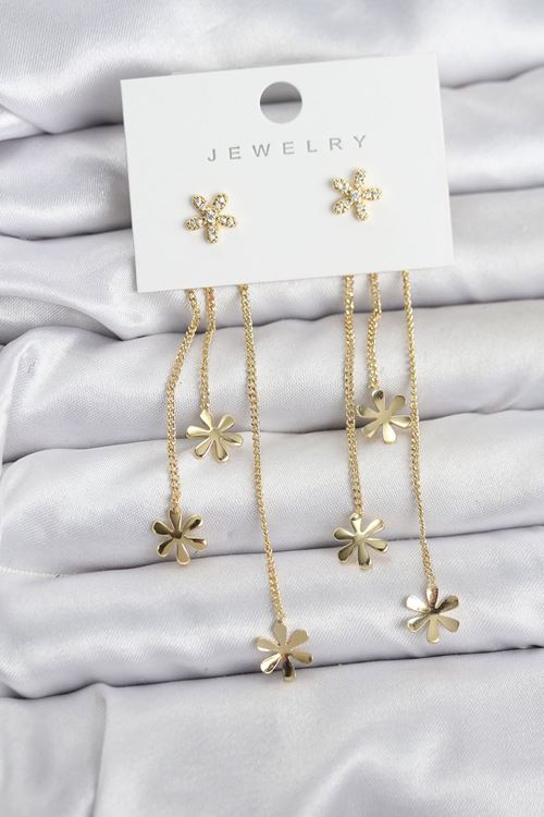 YRTCL Papatya Model Gold Renk Pirinç Sallantılı Kadın Küpe