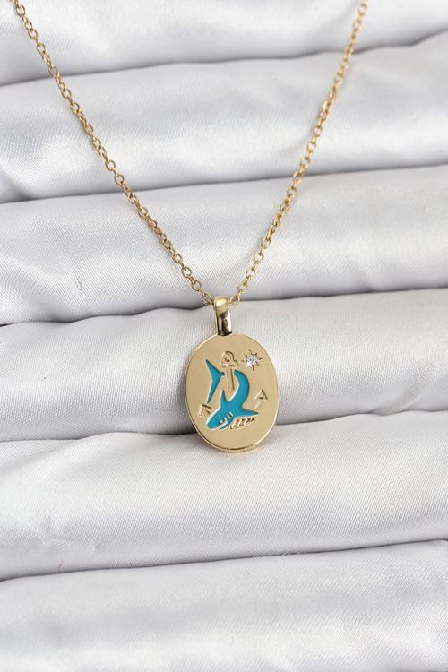 YRTCL 316L Çelik Zincir Gold Renk Shark Figür Kadın Kolye