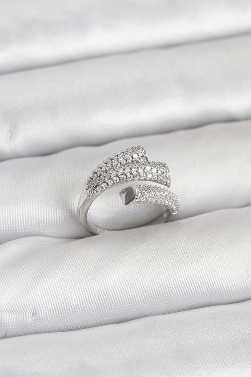 YRTCL Gümüş Renk Zirkon Taşlı Pirinç Kadın Yüzük