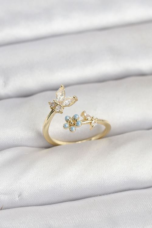 YRTCL Pirinç Gold Renk Kelebek Model Kadın Yüzük