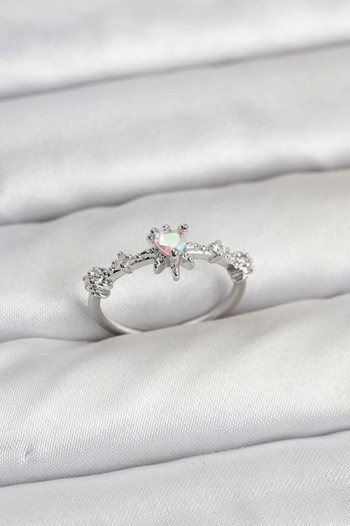 YRTCL Gümüş Renk Pirinç Yıldız Model Kadın Yüzük