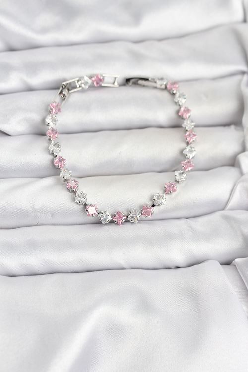 YRTCL Kare Zirkon Taşlı Gümüş Renk Kadın Bileklik