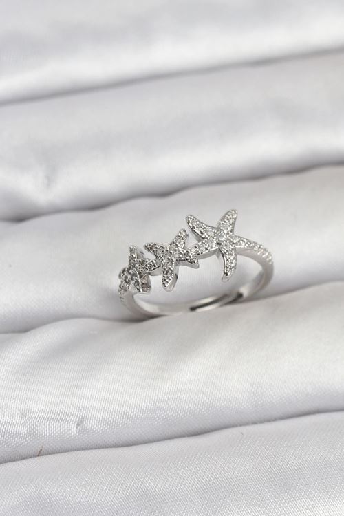 YRTCL Pirinç Yıldız Model Gümüş Renk Kadın Yüzük