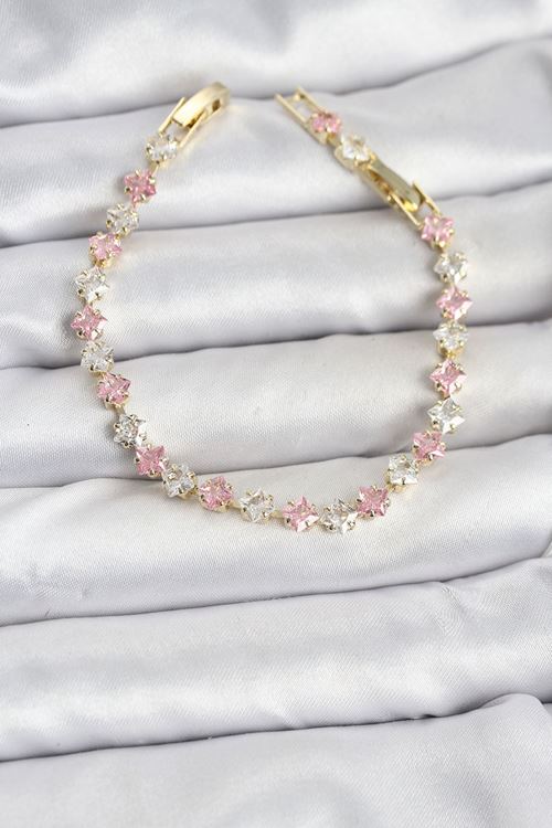 YRTCL Kare Zirkon Taşlı Gold Renk Kadın Bileklik