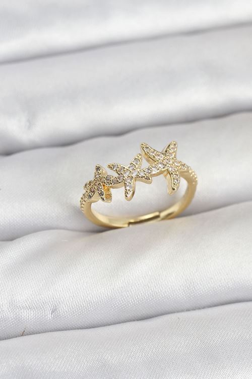 YRTCL Pirinç Yıldız Model Gold Renk Kadın Yüzük