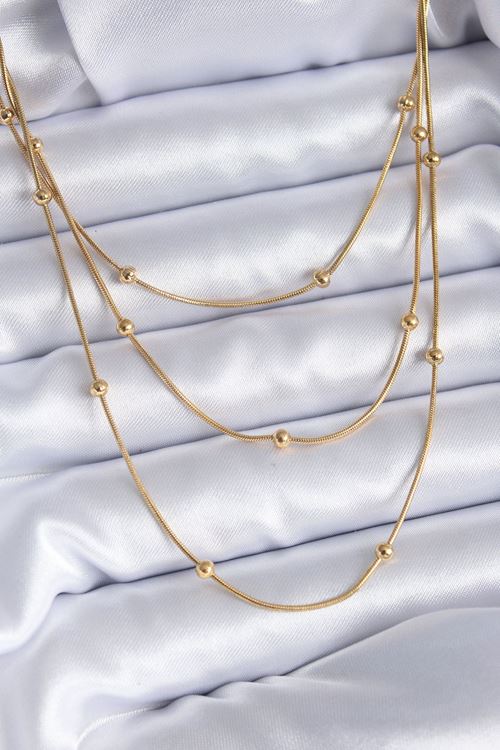 YRTCL 316L Çelik Gold Renk 3'lü Minimal Toplu Kadın Kolye