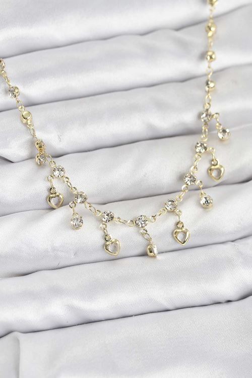 YRTCL 316L Çelik Zincir Gold Renk Zirkon Taşlı Kadın Kolye