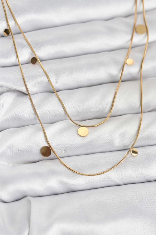 YRTCL 316L Çelik Zincir Gold Renk Pullu Kadın Kolye