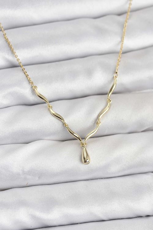 YRTCL Pirinç Gold Renk Damla Model Kadın Kolye