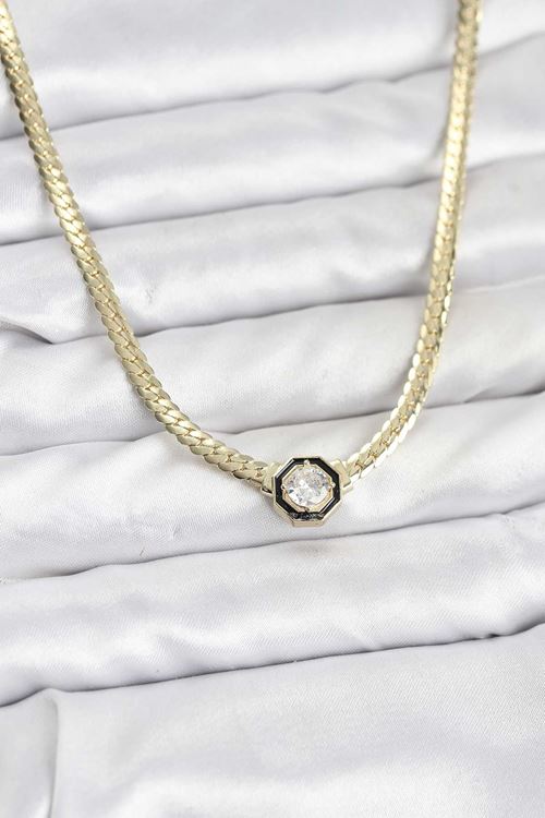 YRTCL Gold Renk Pirinç Zirkon Taşlı Kadın Kolye