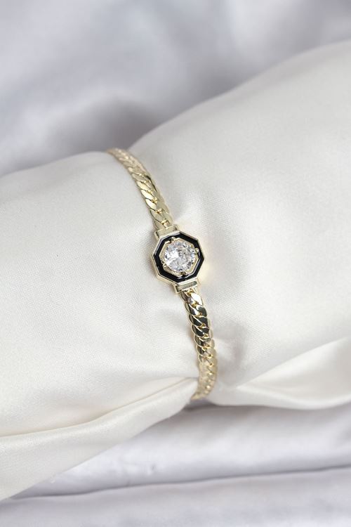 YRTCL Pirinç Gold Renk Zirkon Taşlı Kadın Bileklik