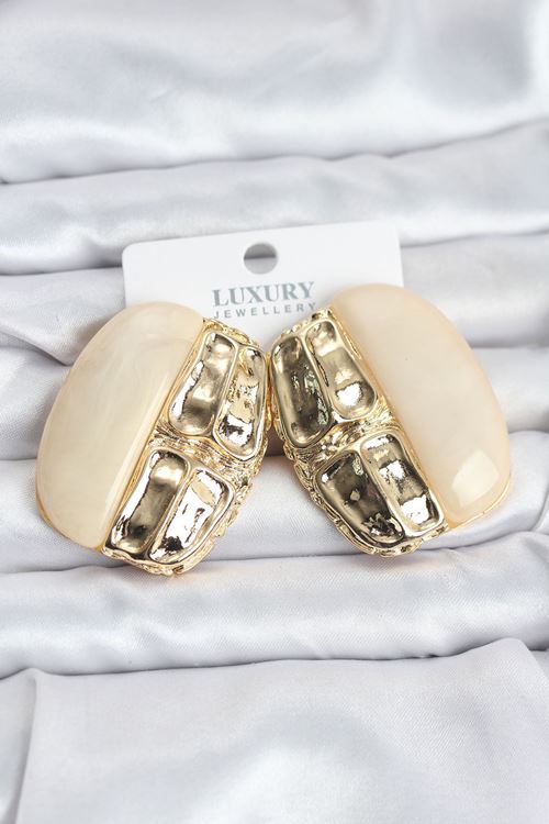 YRTCL Krem Renk Pirinç Vintage Kadın Küpe