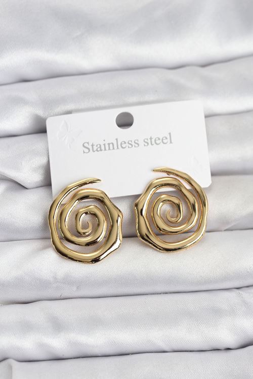 YRTCL 316L Çelik Gold Renk Sarmal Model Kadın Küpe