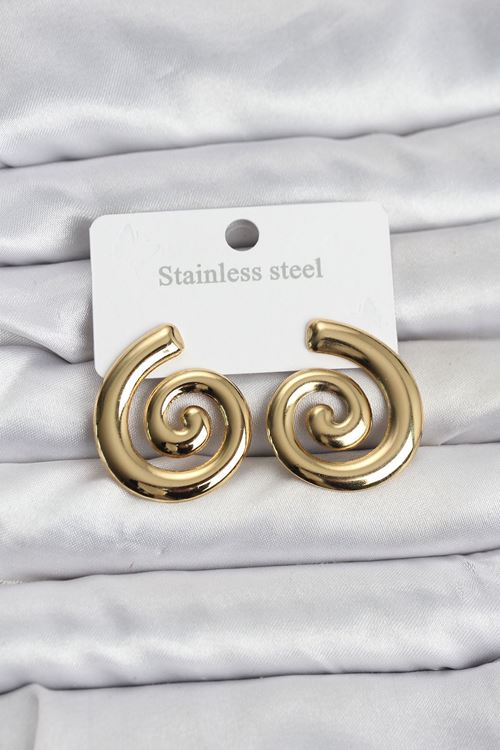 YRTCL 316L Çelik Gold Renk Sarmal Modelli Kadın Küpe