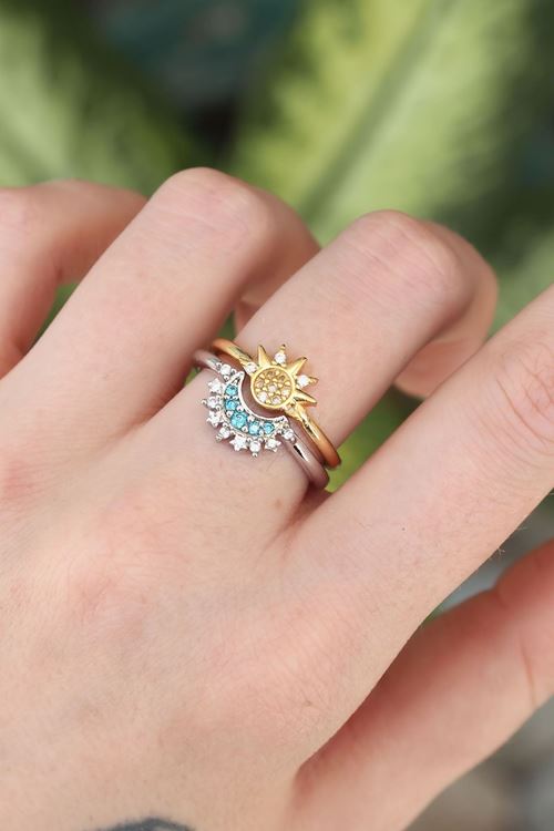 YRTCL Pirinç Zirkon Taşlı 2li Ayarlanabilir Arkadaş Yüzüğü