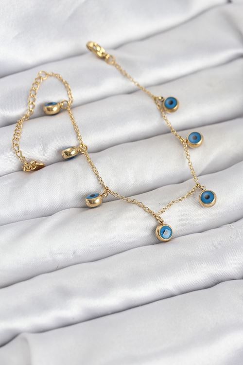 YRTCL 316L Çelik Gold Renk Minimal Nazar Model Kadın Bileklik